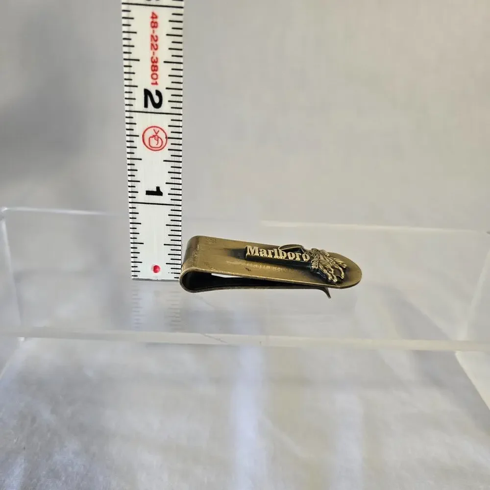 Vintage Marlboro Cowboy Brass Money Clip Western Advertising Promo Collectible